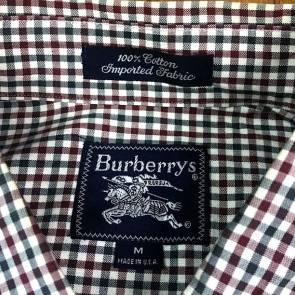 Burberrys Vintage Button Down Shirt Burgandy Green - Picture 3 of 6